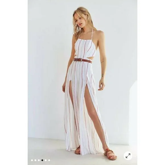 New Flynn Skye Joy Jumper Womens Small Spanish Stripe Red White Jumpsuit - Picture 2 of 12